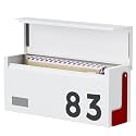 Modern Mailboxes for Outside, Metal Wall Mount Mailbox, with One Flag Kit and Three Sets of Mailbox Number Stickers, 3.9" D×13" W×7.1" H, Rust Resistant Coating Mail Boxes for House, White