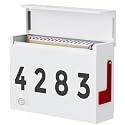 Modern Mailboxes for Outside, Metal Wall Mount Mailbox, with One Flag Kit and Three Sets of Mailbox Number Stickers, 3.9" D×14.2" W×10.2" H, Rust Resistant Coating Mail Boxes for House, White