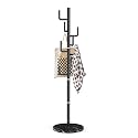 Modern Metal Coat Rack Stand with Natural Marble Base, Heavy Duty Coat Rack Freestanding with 8 Hooks, Black Cactus Standing Coat Racks for Bag, Jacket, Entryway Office (Black Cactus)