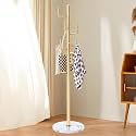 Modern Metal Coat Rack Stand with Natural Marble Base, Heavy Duty Coat Rack Freestanding with 8 Hooks, Golden Cactus Standing Coat Racks for Bag, Jacket, Entryway Office (Golden Cactus)