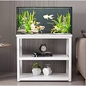 Modern Minimalist Fish Tank Stand, Metal Aquarium Stand, Sleek Design with Dual-tier Storage, Easy to Install, Perfect for Home and Office Use(Style A,19.7x11.8x27.6in)