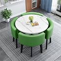 Modern Office Conference Table Set with 4 Chairs Small Meeting Room Table for Meetings and Negotiations 80cm Round Table for Office Reception and Kitchen Dining,O