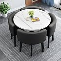 Modern Office Conference Table Set with 4 Chairs Small Meeting Room Table for Meetings and Negotiations 80cm Round Table for Office Reception and Kitchen Dining,E