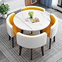 Modern Office Conference Table Set with 4 Chairs Small Meeting Room Table for Meetings and Negotiations 80cm Round Table for Office Reception and Kitchen Dining,A