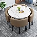 Modern Office Conference Table Set with 4 Chairs Small Meeting Room Table for Meetings and Negotiations 80cm Round Table for Office Reception and Kitchen Dining,G