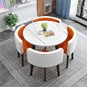 Modern Office Conference Table Set with 4 Chairs Small Meeting Room Table for Meetings and Negotiations 80cm Round Table for Office Reception and Kitchen Dining,K
