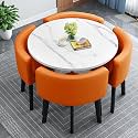 Modern Office Conference Table Set with 4 Chairs Small Meeting Room Table for Meetings and Negotiations 80cm Round Table for Office Reception and Kitchen Dining,D