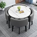 Modern Office Conference Table Set with 4 Chairs Small Meeting Room Table for Meetings and Negotiations 80cm Round Table for Office Reception and Kitchen Dining,C