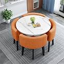Modern Office Conference Table Set with 4 Chairs Small Meeting Room Table for Meetings and Negotiations 80cm Round Table for Office Reception and Kitchen Dining,S