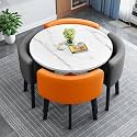 Modern Office Conference Table Set with 4 Chairs Small Meeting Room Table for Meetings and Negotiations 80cm Round Table for Office Reception and Kitchen Dining,H
