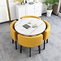 Modern Office Conference Table Set with 4 Chairs Small Meeting Room Table for Meetings and Negotiations 80cm Round Table for Office Reception and Kitchen Dining,F