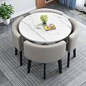 Modern Office Conference Table Set with 4 Chairs Small Meeting Room Table for Meetings and Negotiations 80cm Round Table for Office Reception and Kitchen Dining,B