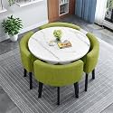Modern Office Conference Table Set with 4 Chairs Small Meeting Room Table for Meetings and Negotiations 80cm Round Table for Office Reception and Kitchen Dining,R
