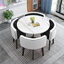 Modern Office Conference Table Set with 4 Chairs Small Meeting Room Table for Meetings and Negotiations 80cm Round Table for Office Reception and Kitchen Dining,M