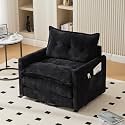 Modern Olive Green Cloud Swivel Accent Chair, Chenille Upholstered Arm Chair, Comfy Reading Chairs, Single Sofa for Living Room Office Bedroom Apartment (Black)