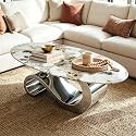 Modern Oval Glass Coffee Table, Luxury