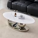 Modern Oval Glass Coffee Table, Luxury