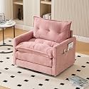 Modern Pink Cloud Swivel Accent Chair, Chenille Upholstered Arm Chair, Comfy Reading Chairs, Single Sofa for Living Room Office Bedroom Apartment (Pink)