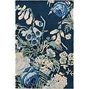 Modern Rose Floral Wool Area Rug | Handmade Area Rug with Garden Colorful Flowers for Living Room Dining Room and Kitchen (Light Blue, 10' x 14')