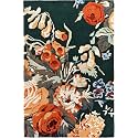 Modern Rose Floral Wool Area Rug | Handmade Area Rug with Garden Colorful Flowers for Living Room Dining Room and Kitchen (Dark Green, 3' x 5')