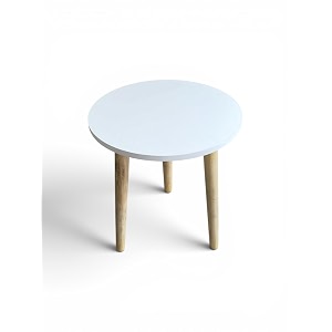 Modern Round Side Table with 3 Wooden