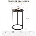 Modern Round Side Table with Black Glass