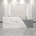 Modern Salon Front Reception Desk with Led Light, Lockable Drawer, Reception Desk with Counter, Retail Checkout Sturdy for Office, Shop, Easy to Install (Gray (Right), 140x60x100cm)