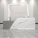 Modern Salon Front Reception Desk with Led Light, Lockable Drawer, Reception Desk with Counter, Retail Checkout Sturdy for Office, Shop, Easy to Install (Gray (Left), 180x60x100cm)
