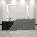Modern Salon Front Reception Desk with Led Light, Lockable Drawer, Reception Desk with Counter, Retail Checkout Sturdy for Office, Shop, Easy to Install (Black (Left), 160x60x100cm)