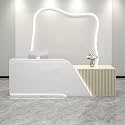 Modern Salon Front Reception Desk with Led Light, Lockable Drawer, Reception Desk with Counter, Retail Checkout Sturdy for Office, Shop, Easy to Install (Beige (Right), 200x60x100cm)