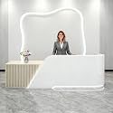 Modern Salon Front Reception Desk with Led Light, Lockable Drawer, Reception Desk with Counter, Retail Checkout Sturdy for Office, Shop, Easy to Install (Beige (Left), 150x60x100cm)