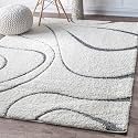 Modern Shaggy Carpet Ivory Polypropylene 3x5 Feet