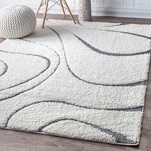 Modern Shaggy Carpet Ivory Polypropylene 4x6 Feet