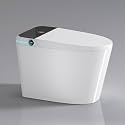 Modern Smart Toilet with Bidet Seat Built-in Porcelain White Auto Open/Auto Close Lid Foot Sensor Features Bathroom Upgrade