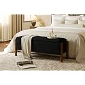 Modern Storage Benches with Walnut Wood Legs, 47'' Ottoman Bench with 20 Gallons Storage Space for Bedroom End of Bed, Fabric Upholstered Entryway Bench with Seating for Livingroom, Black