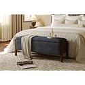 Modern Storage Benches with Walnut Wood Legs, 47'' Ottoman Bench with 20 Gallons Storage Space for Bedroom End of Bed, Fabric Upholstered Entryway Bench with Seating for Livingroom, Blue