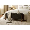 Modern Storage Benches with Walnut Wood Legs, 47'' Ottoman Bench with 20 Gallons Storage Space for Bedroom End of Bed, Fabric Upholstered Entryway Bench with Seating for Livingroom, Gray