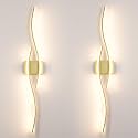 Modern Wall Sconces Set of 2, Dimmable LED with Remote Control, Gold Indoor Wall Sconce, Hard Wired Wall Lights for Living Room, LED Wall Decor for Hallway, Bedroom, 40.5"in, 3 Color, Timer, Memory