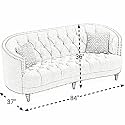 MODERN WAVE Jordy 3 Seater Fabric Tufted Sofa, Loveseat, Chaise Lounge, Sectional Sofa for Living Room Bedroom Office. (Beige)