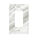 Modern White Grey Cream Marble 1 Gang Outlet Decorator Light Switch Wall Plate Cover Faceplate Decorative Switchplate Rocker/GFCI Outlet Cover