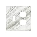 Modern White Grey Cream Marble 2 Gang 1 Toggle/Duplex Combo Outlet Light Switch Cover Wall Plate Combination Receptacle Faceplate Decorative Switchplate