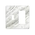 Modern White Grey Cream Marble 2 Gang Single Toggle/Rocker Combination Light Switch Cover Decorative Combo Switch Wall Plate Cover Electrical Faceplate Room Decor