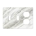 Modern White Grey Cream Marble 3 Gang Combination 2 Toggle 1 Duplex Receptacle Outlet Covers Light Switch Cover Combo Wallplate Decorative Faceplate