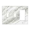 Modern White Grey Cream Marble 3 Gang 2 Toggle 1 Decorator/GFCI Combination Light Switch Cover Decorative Triple Combo Switch Face Wall Plate Room Decor