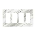 Modern White Grey Cream Marble 4 Gang Quad Rocker/GFCI/Decorator Light Switch Cover Plate Decorative Electric Quadruple Faceplate Switchplate Screwless