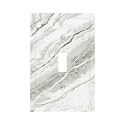 Modern White Grey Cream Marble Decorative 1 Gang Light Switch Cover Single Toggle Switch Wall Plate Cover Electrical Switchplate Faceplat Room Decor