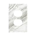 Modern White Grey Cream Marble Decorative 1 Gang Receptacle Outlet Cover Electrical Duplex Wall Plate Single Duplex Wall Plate Light Switch Cover