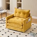 Modern Yellow Cloud Swivel Accent Chair, Chenille Upholstered Arm Chair, Comfy Reading Chairs, Single Sofa for Living Room Office Bedroom Apartment (Mustard Yellow)