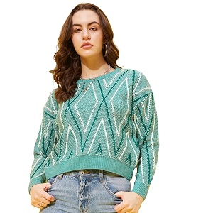 Modeve Self Design Round Neck Casual Women