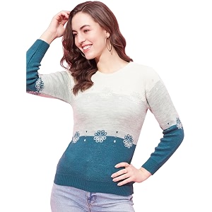 Modeve Self Design Round Neck Casual Women